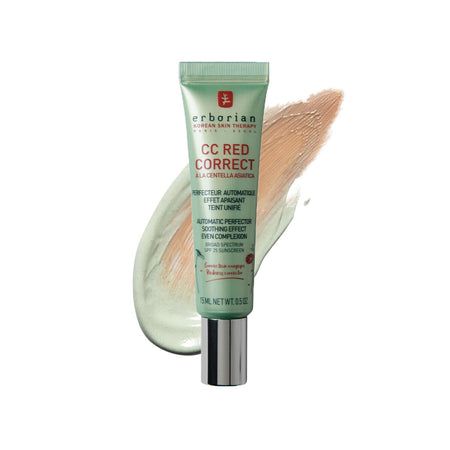Erborian CC Red Correct with Centella Asiatica - Complexion Perfector and Imperfection-Covering Corrector - Cosmetic Care with Color Correction for Face with SPF 25 15 ml